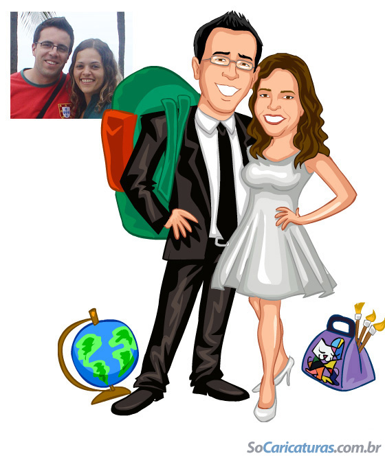 caricatura de noivos