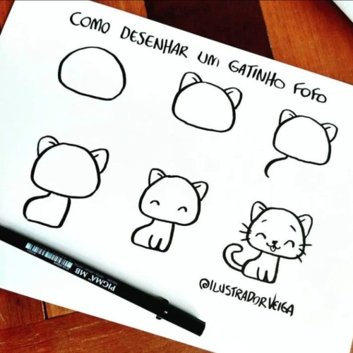 Desenho de Gato Fofo para Desenhar